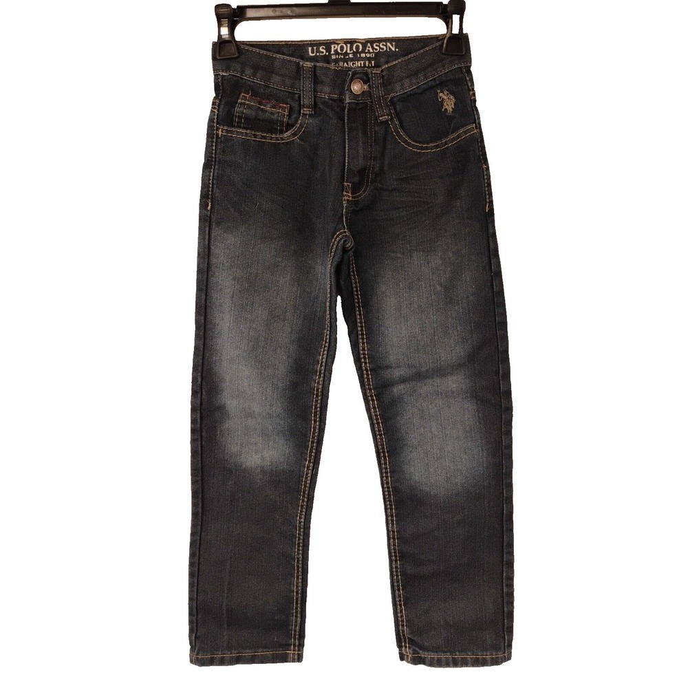 Boys‎ US Polo Association Size 8 Straight Fit Dark Denim Blue Jeans
